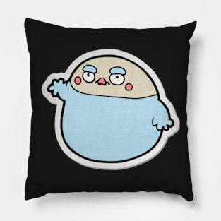 Discover The Funny Tiny Chick with Big Paunch Sticker Pillow