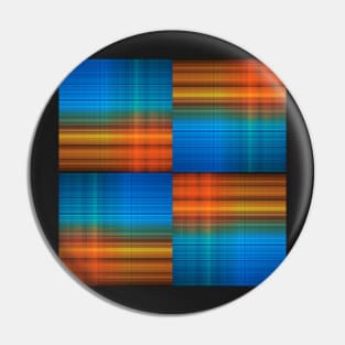 Fine blue, green and ocher plaid pattern Pin