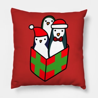 Christmas Gift Penguins Pillow