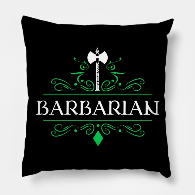 Barbarian Character Class Tabletop RPG - Role-playing Series Pillow by pixeptional