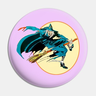 witch flying on broom Pin