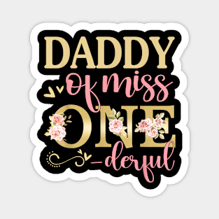Daddy Of Little Miss Onederful Birthday 1St Family Matching Magnet