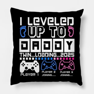 I Leveled Up To Daddy. Twin boy & girl Loading 2025. Soon To Be Dad Pillow