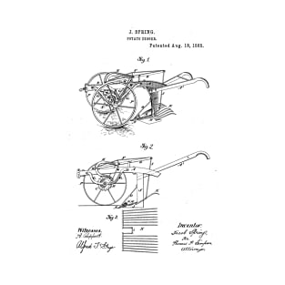 Potato Digger Farming Tool Vintage Patent Hand Drawing T-Shirt