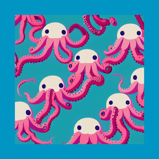 Pink Octopus Dancers - Super Cute Colorful Cephalopod Pattern by JensenArtCo