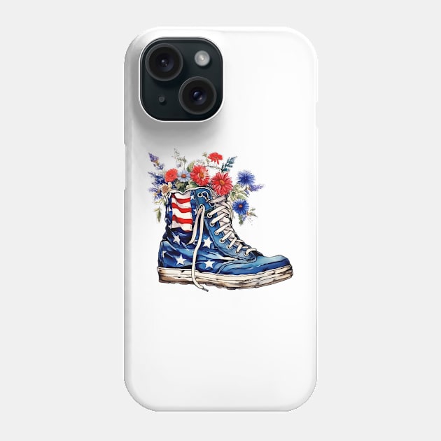 Patriot Shoe with Flowers Phone Case by Chromatic Fusion Studio