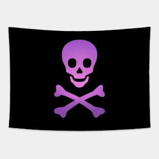 Skull and Crossbones Pirate Flag Purple Pink Gradient Tapestry