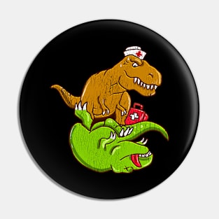 T Rex Performing CPR EMT Nurse Doctor Dinosaur Lover Pin