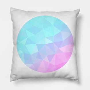 Light Pastel Blue and Pink Abstract Geometric Circle Pillow