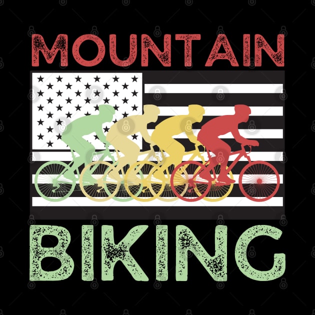 Mountain Biking Team Vintage American Flag by JustBeSatisfied