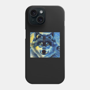 Alpha Wolf Portrait - Blue Wolf Vincent Van Gogh Impressionist Style Phone Case