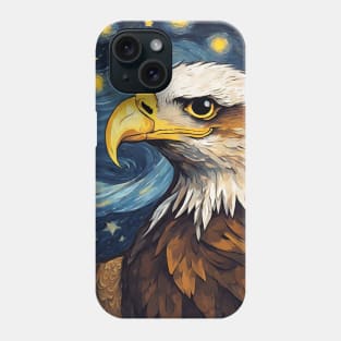 Adorable Eagle Animal Painting in a Van Gogh Starry Night Art Style Phone Case