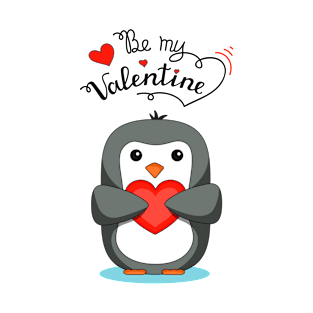 "Be my valentine" penguin with heart T-Shirt