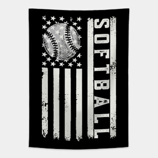 Softball American Flag Tapestry