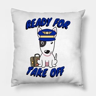 Funny Bull Terrier is a pilot Pillow