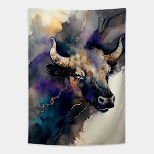 Bull Arise - Semi Abstract Alcohol Ink Resin Art Tapestry