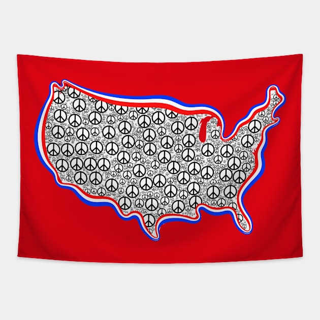 Peace and Love USA Tapestry by Artsy Y'all