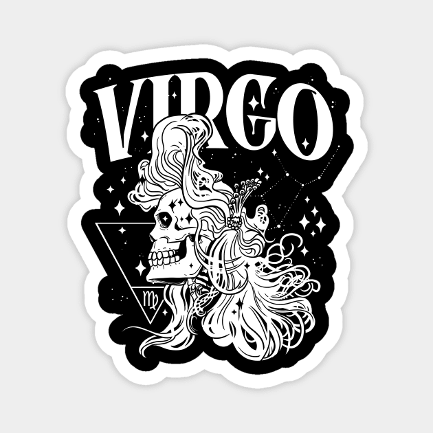 VIRGO Green Forest Witch Shirt Skull constellation Magnet by Juandamurai