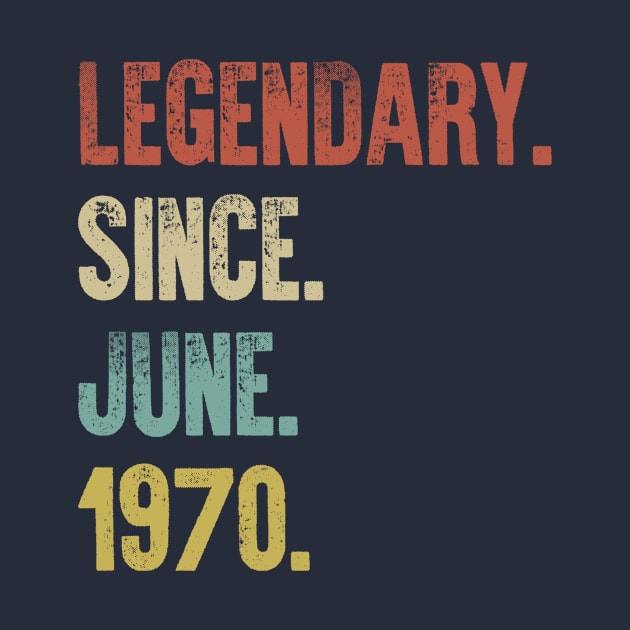 Retro Vintage 50th Birthday Legendary Since June 1970 by DutchTees