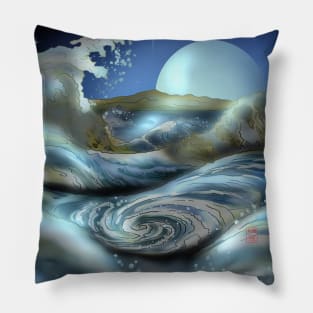 Awa Prefecture whirlpool rapids on a dark starry night in Japan Pillow