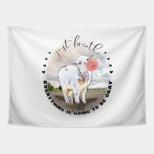Cute Baby Goat Bubblegum Just Breathe Tapestry