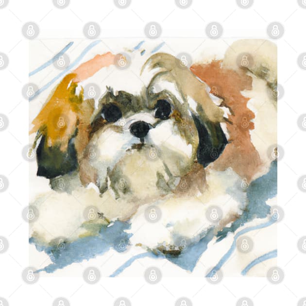 Shih Tzu Watercolor Painting - Dog Lover Gifts by Edd Paint Something