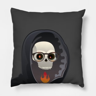 Hoodied Hipster Reaper Design Pillow