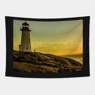 Peggys Cove Lighthouse at Sunset Tapestry