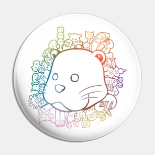 Otter Doodle Rainbow Line art T-Shirt Pin