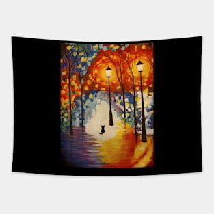 Stray Cat at Night Tapestry