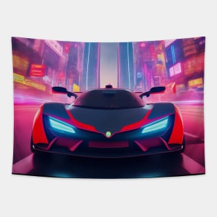 Asian Neon Velocity: Futuristic Thrill Ride Tapestry