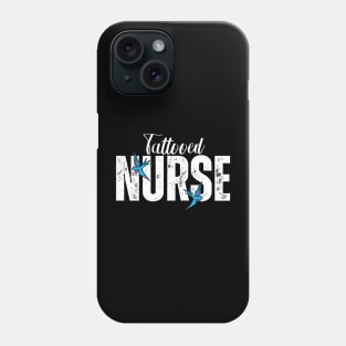 Tattooed Nurse With Two Blue and Purple Swallows Phone Case