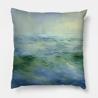 Blue Abstract Waves Ocean Boho Pillow