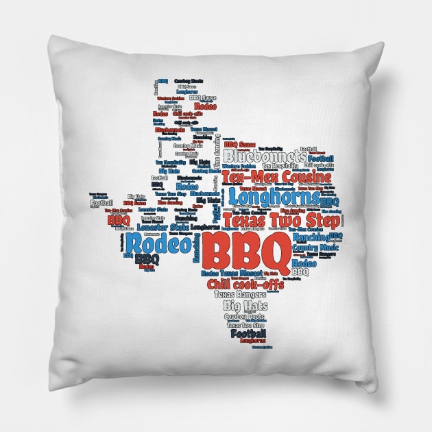 Texas Texan Pride Flag Map Text Fashion Pillow by Step Into Art