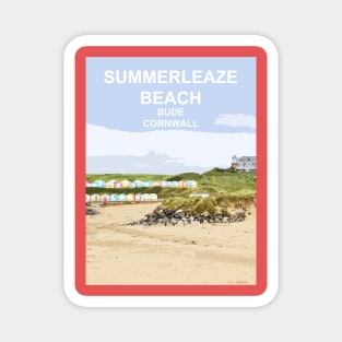 Bude Cornwall.  Summerleaze Beach Cornish gift Kernow Travel location poster Magnet