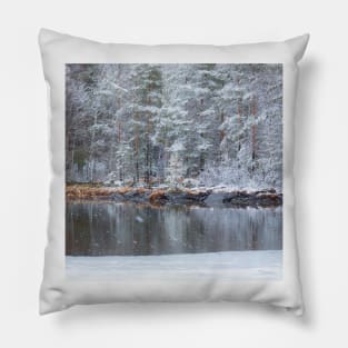 Snowing at the lake Pillow