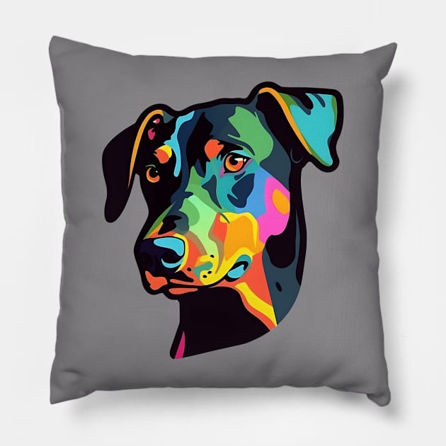 Pop Culture Dobermann Doggy Sticker Pillow by PrintifyBGD