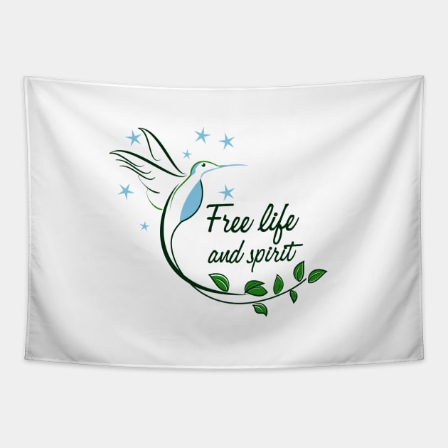 Hummingbird Free Life and Spirit Freedom Quote Tapestry by oknoki