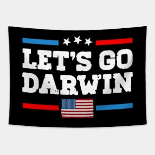 Let's Go Darwin Funny Sarcastic Women Men Vintage USA Flag Lets Go Darwin Merch Tapestry