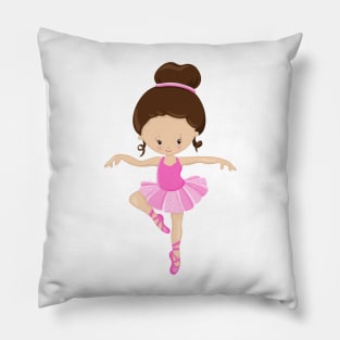 Ballerina, Ballet Girl, Ballet Dance, Brown Hair Pillow