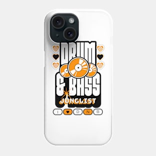 DRUM AND BASS  - 3 Records & Hearts (Black/Orange) Phone Case