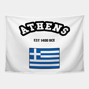 🏺 Athens Greece Strong, Greek Flag, Est 1400 BCE, City Pride Tapestry