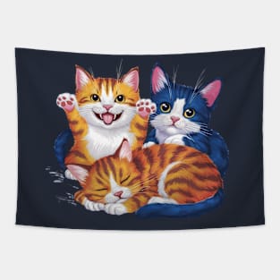 Three Cats Three Moods Tapestry