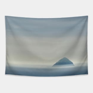 Ailsa Craig through the mist and rain. Firth of Clyde, Scotland. Tapestry