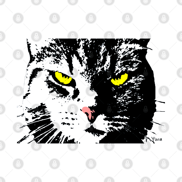 ANGRY CAT POP ART - GREEN BLACK YELLOW by NYWA-ART-PROJECT