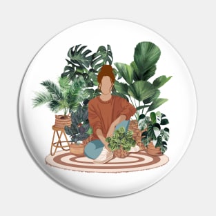 Girl with plants 3 Pin