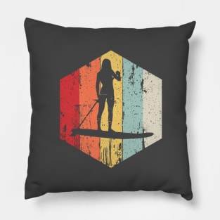 Vintage Retro Style Stand Up Paddle Board Design Pillow
