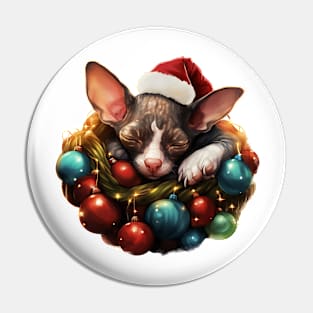 Lazy Cornish Rex Cat At Christmas Pin