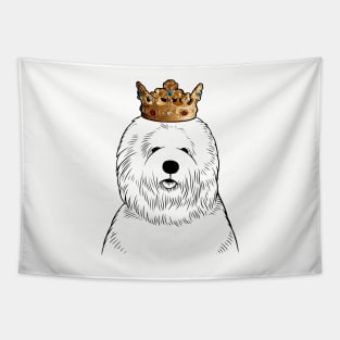 Old English Sheepdog Dog King Queen Wearing Crown Tapestry