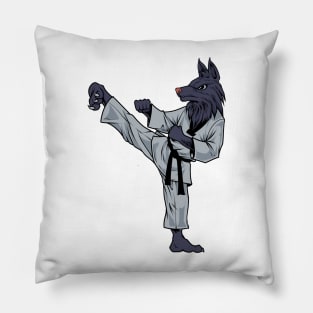 Cartoon Wolf does Tang Soo Do Pillow